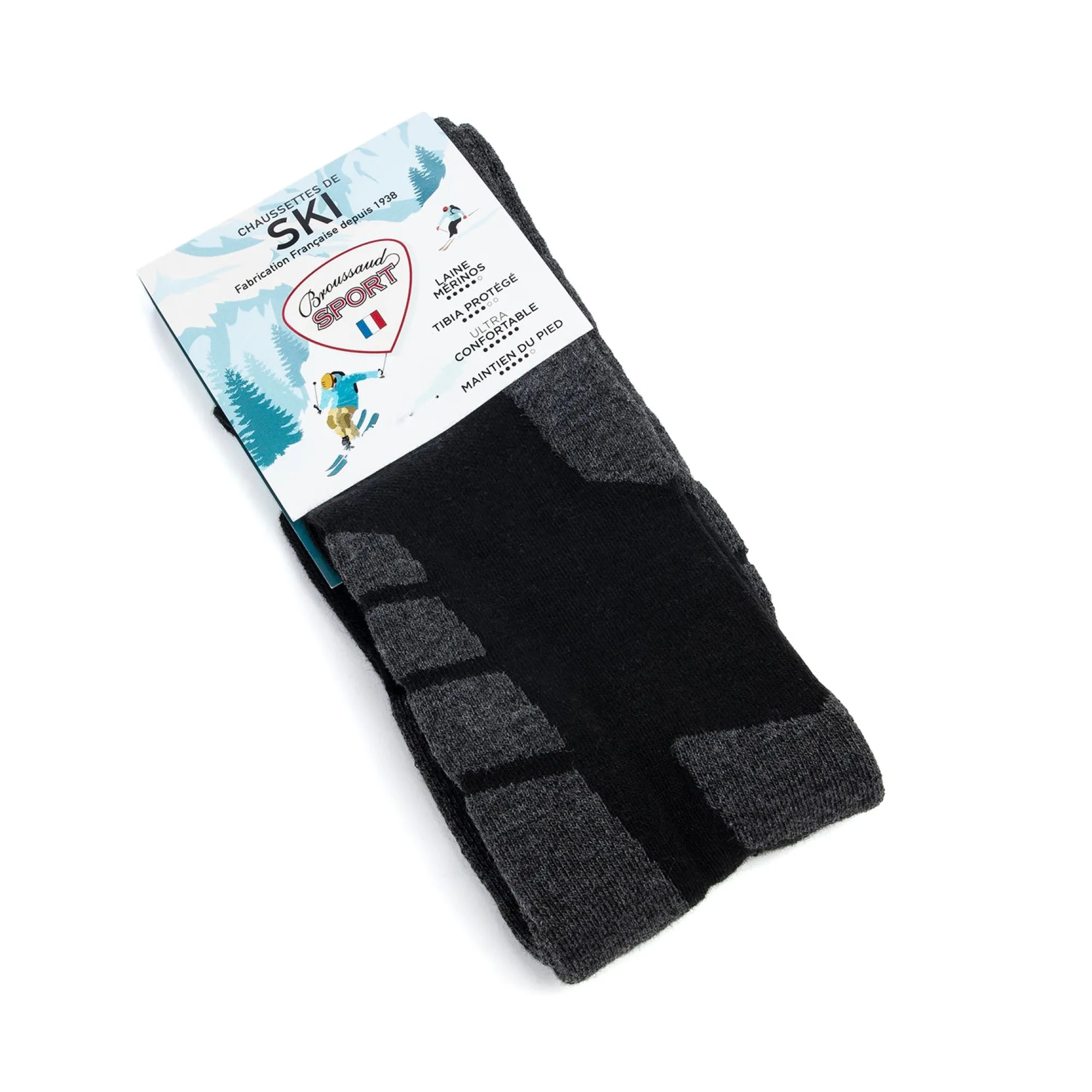 Ski | Chaussettes Hautes<Maison Broussaud Chaussettes de ski noir-gris NOIR / GRIS