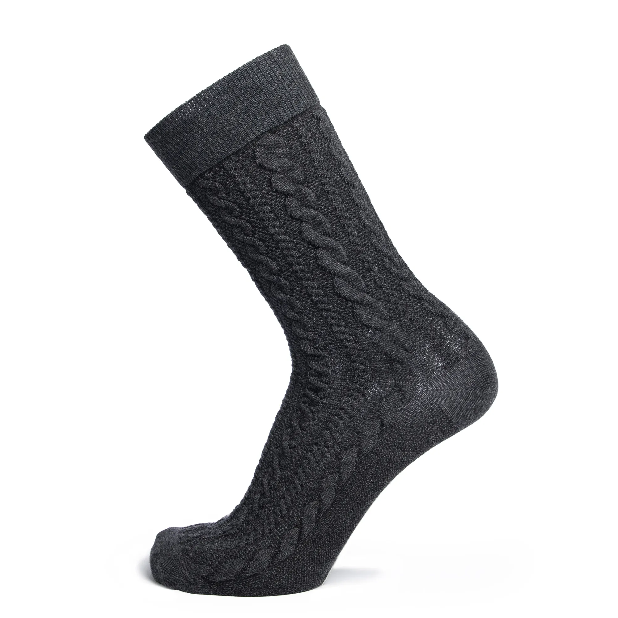 Laine Et Laine Mérinos<Maison Broussaud Chaussettes en laine à torsades anthracite Gris