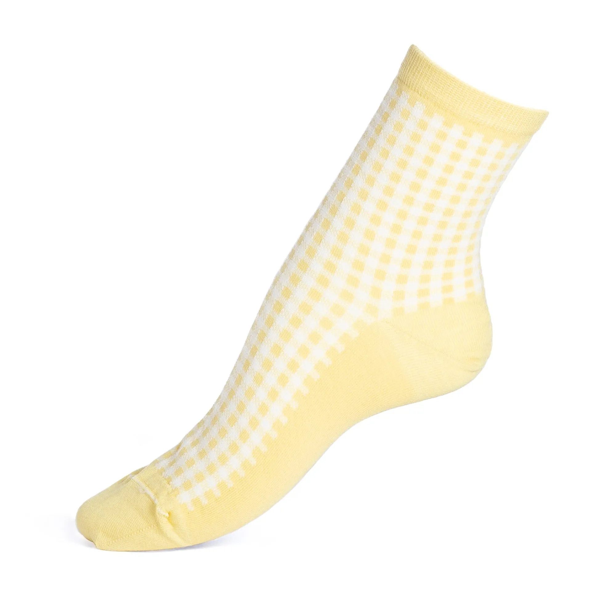 Coton | Chaussettes Courtes<Maison Broussaud La Vichy Jaune Blanchi Jaune Pale