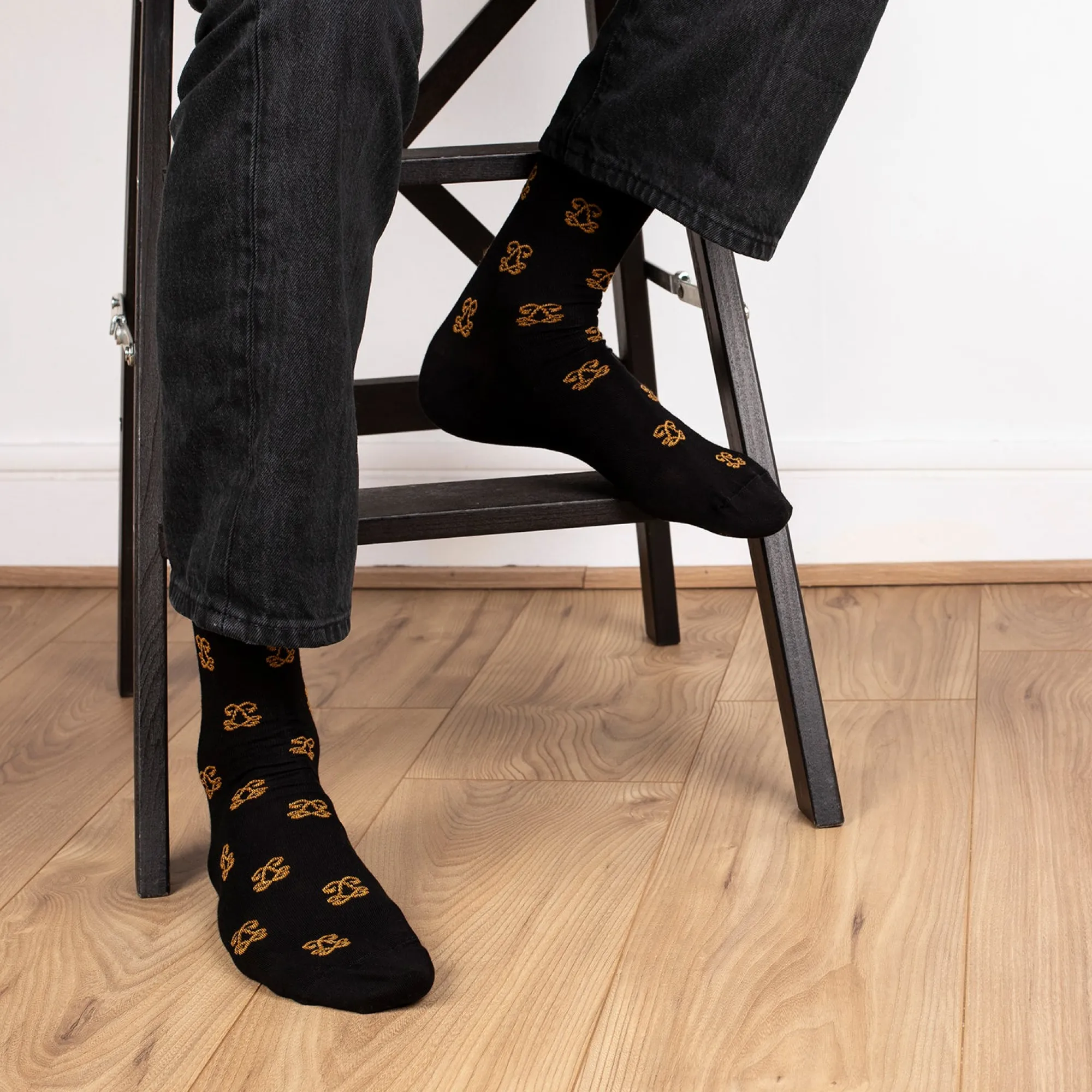 Chaussettes | Fantaisies<Maison Broussaud Le Monogramme Royal - noir/or noir or