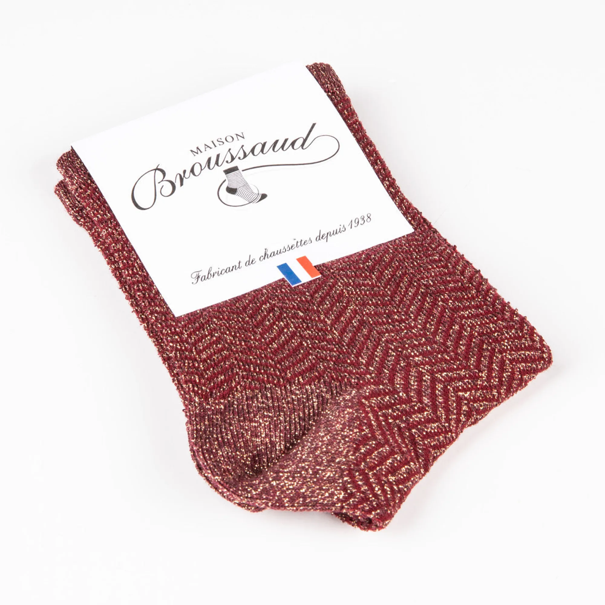 Chaussettes Courtes | A Paillettes<Maison Broussaud Les Chevrons Bordeaux Bordeaux Brillo