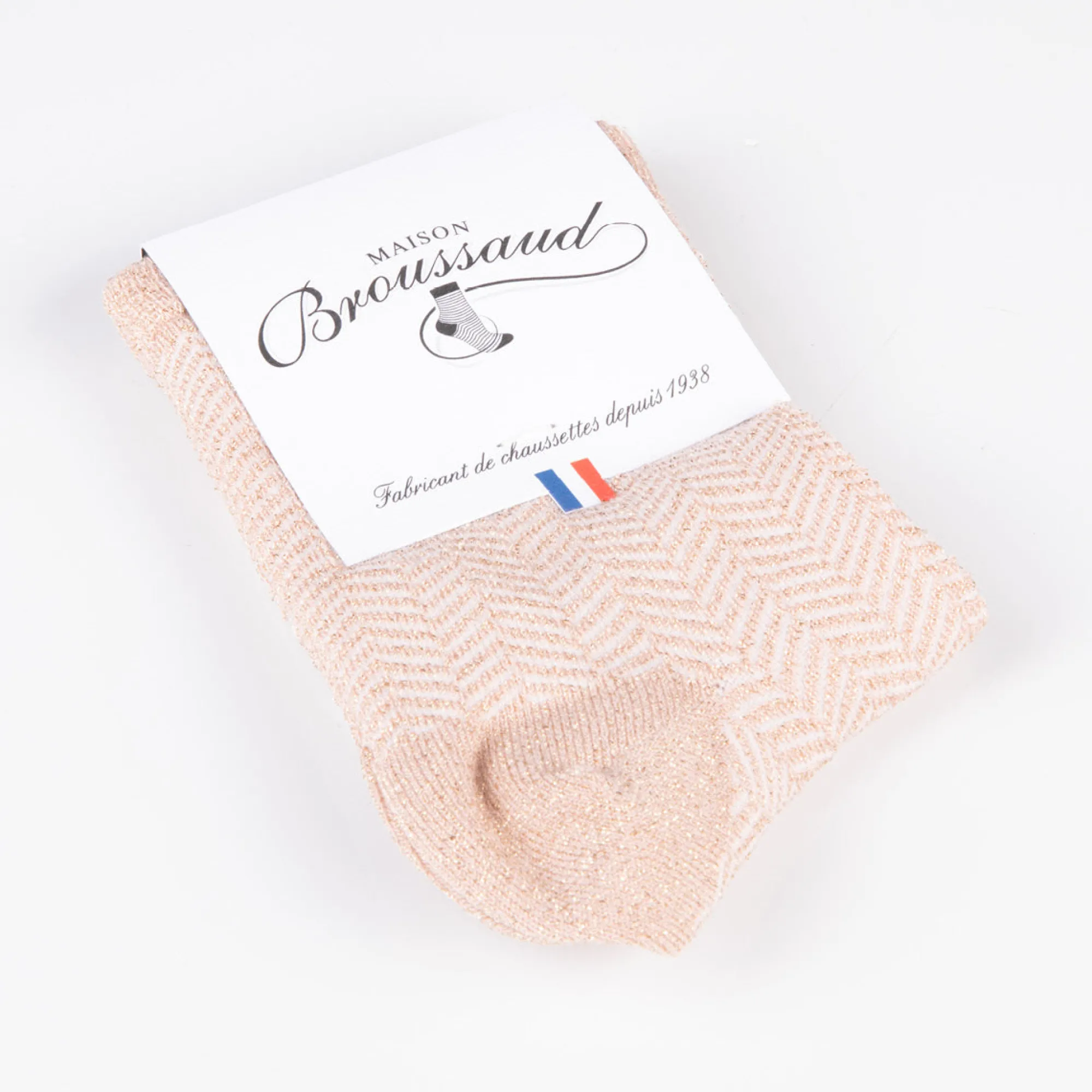 Chaussettes Courtes | A Paillettes<Maison Broussaud Les Chevrons Rose Rose Brillo