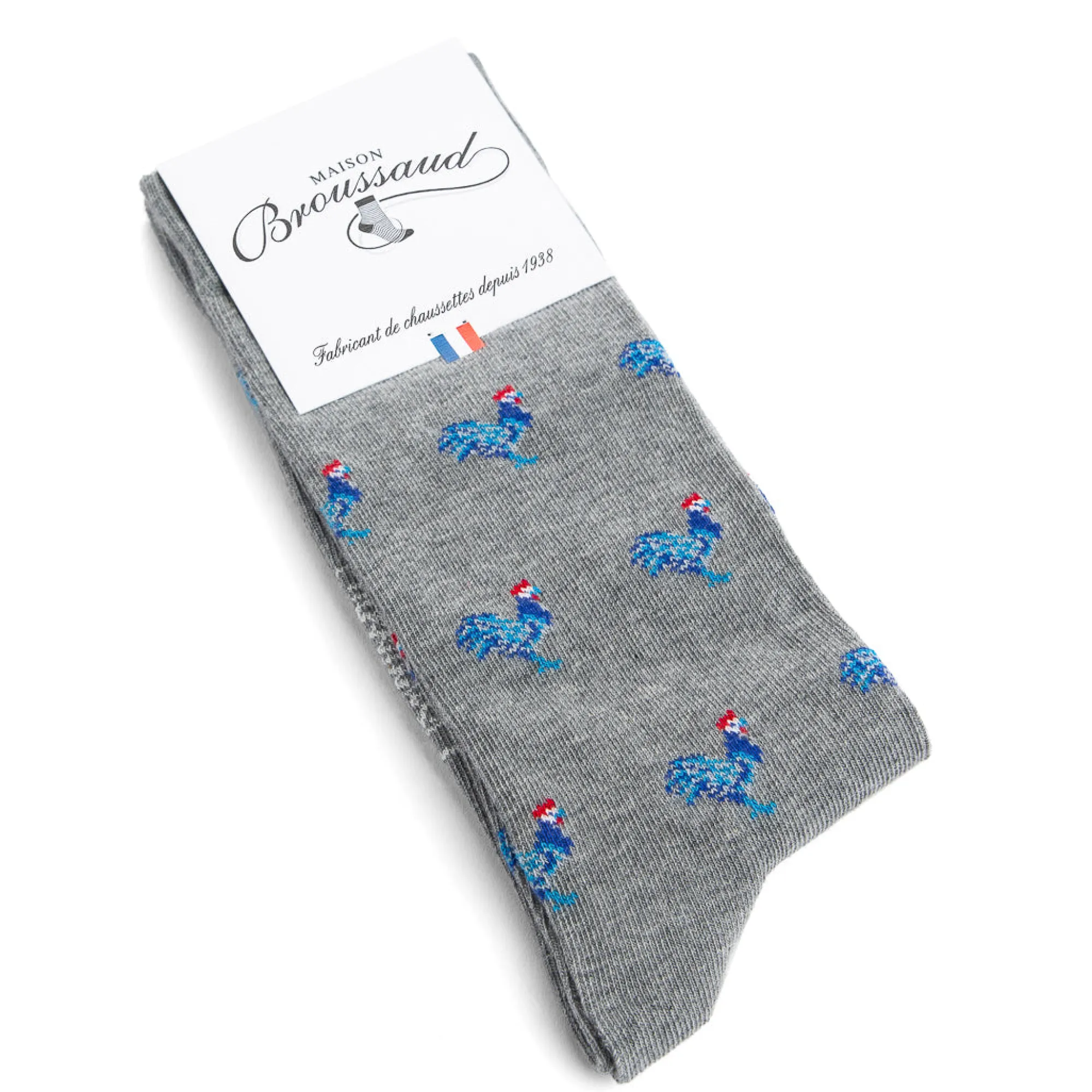 Chaussettes | Fantaisies<Maison Broussaud Les Coqs Gris Gris Clair