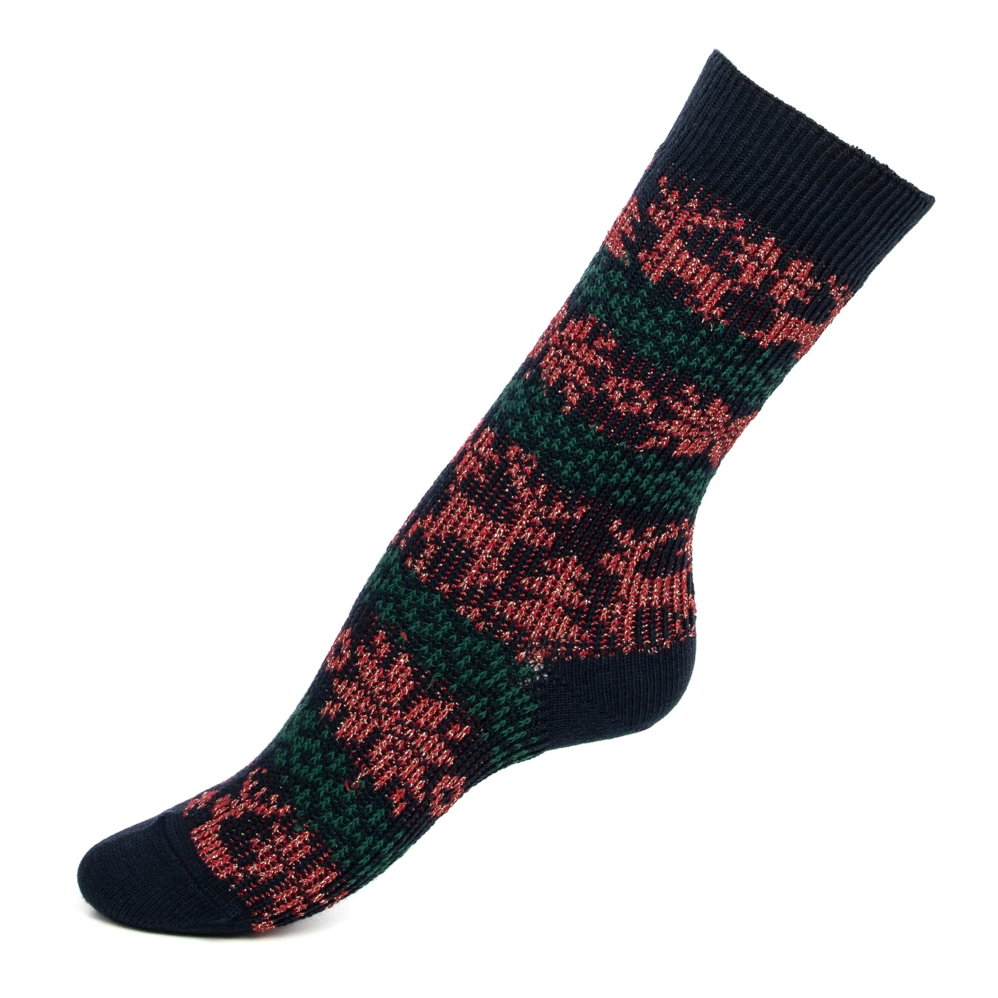 Chaussettes | A Paillettes<Maison Broussaud Les Jacquard Noël Marine Vert et Rouge MARINE VERT ROUGE