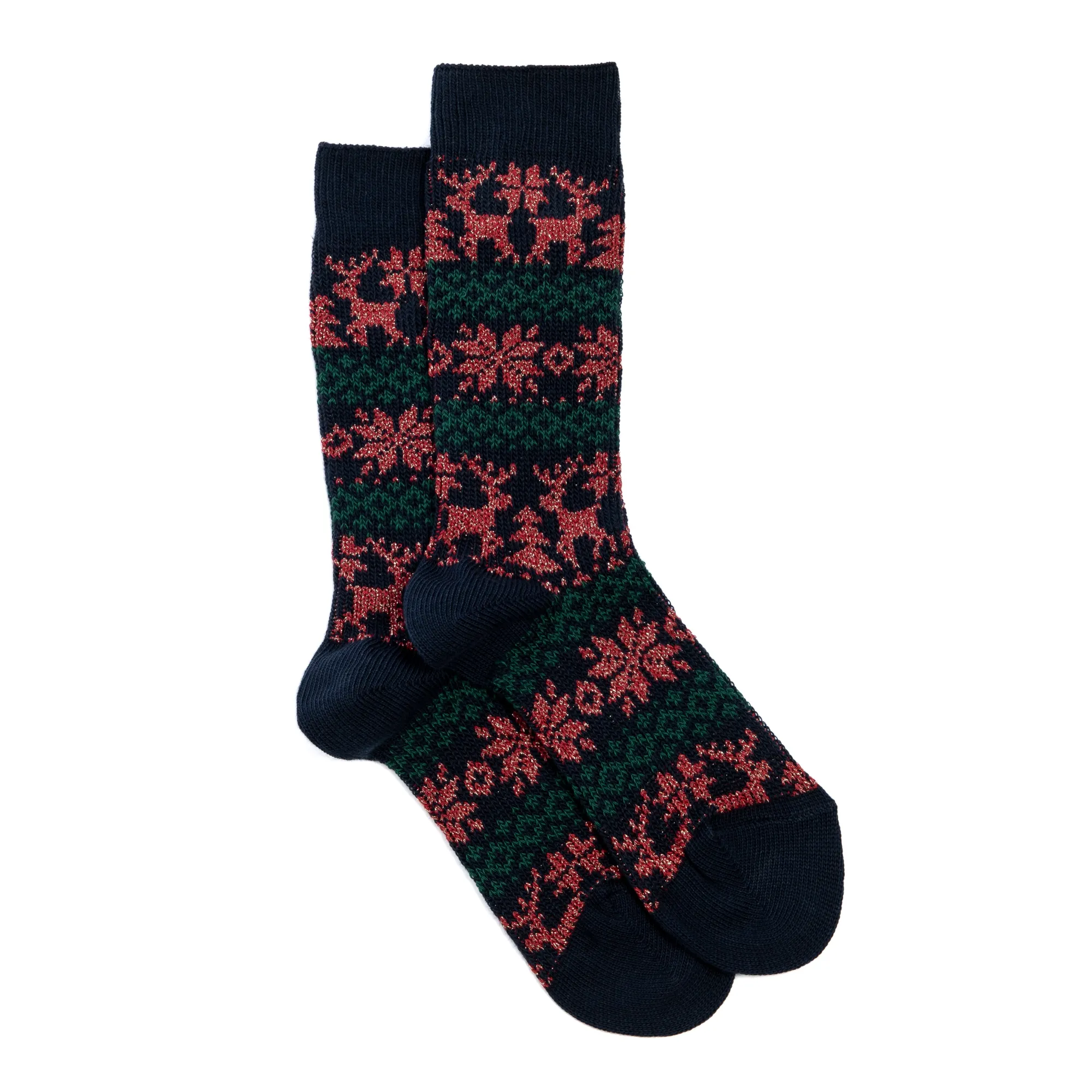 Chaussettes | A Paillettes<Maison Broussaud Les Jacquard Noël Marine Vert et Rouge MARINE VERT ROUGE