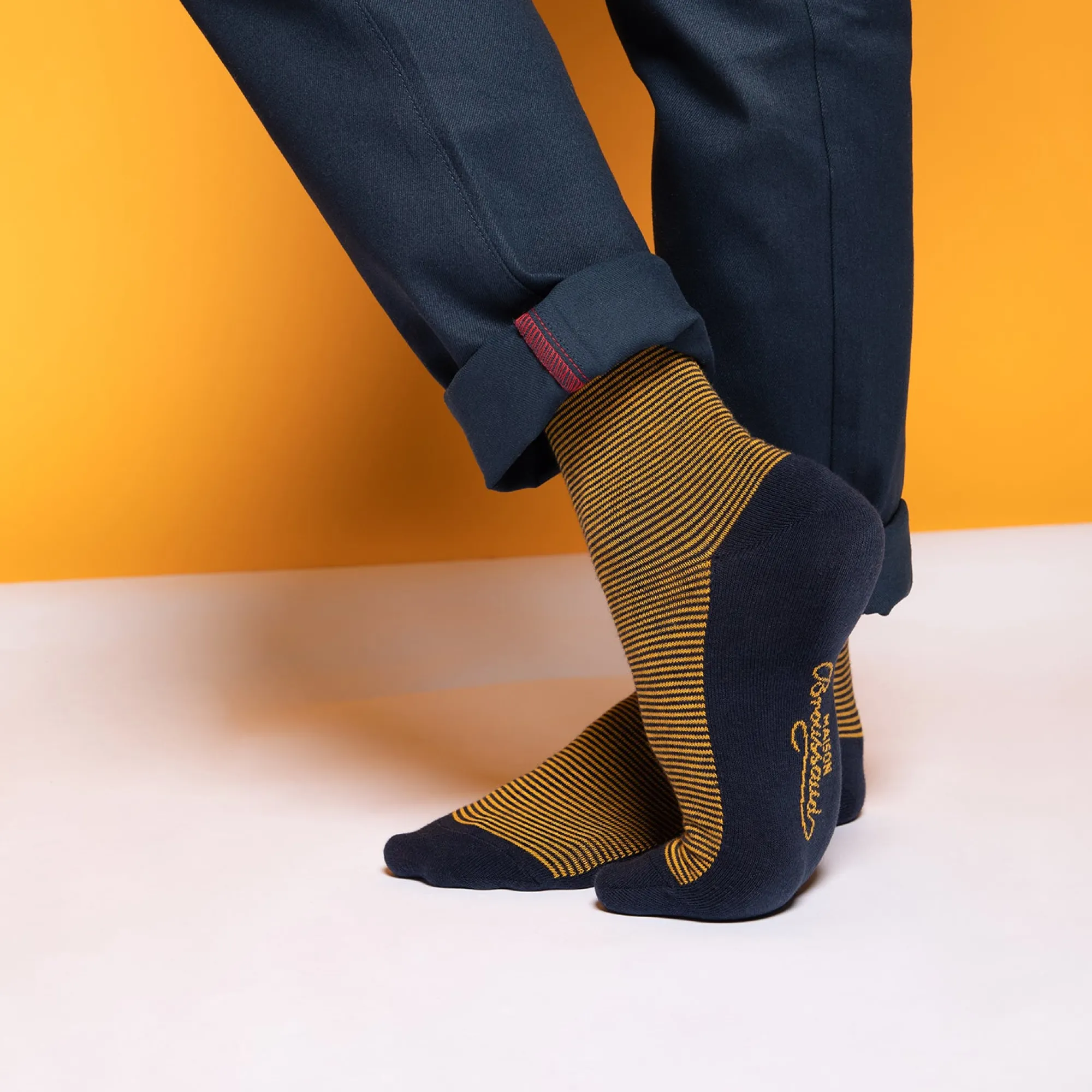 Chaussettes | A Rayures<Maison Broussaud Les Millerayes Marine-Jaune Marine Jaune