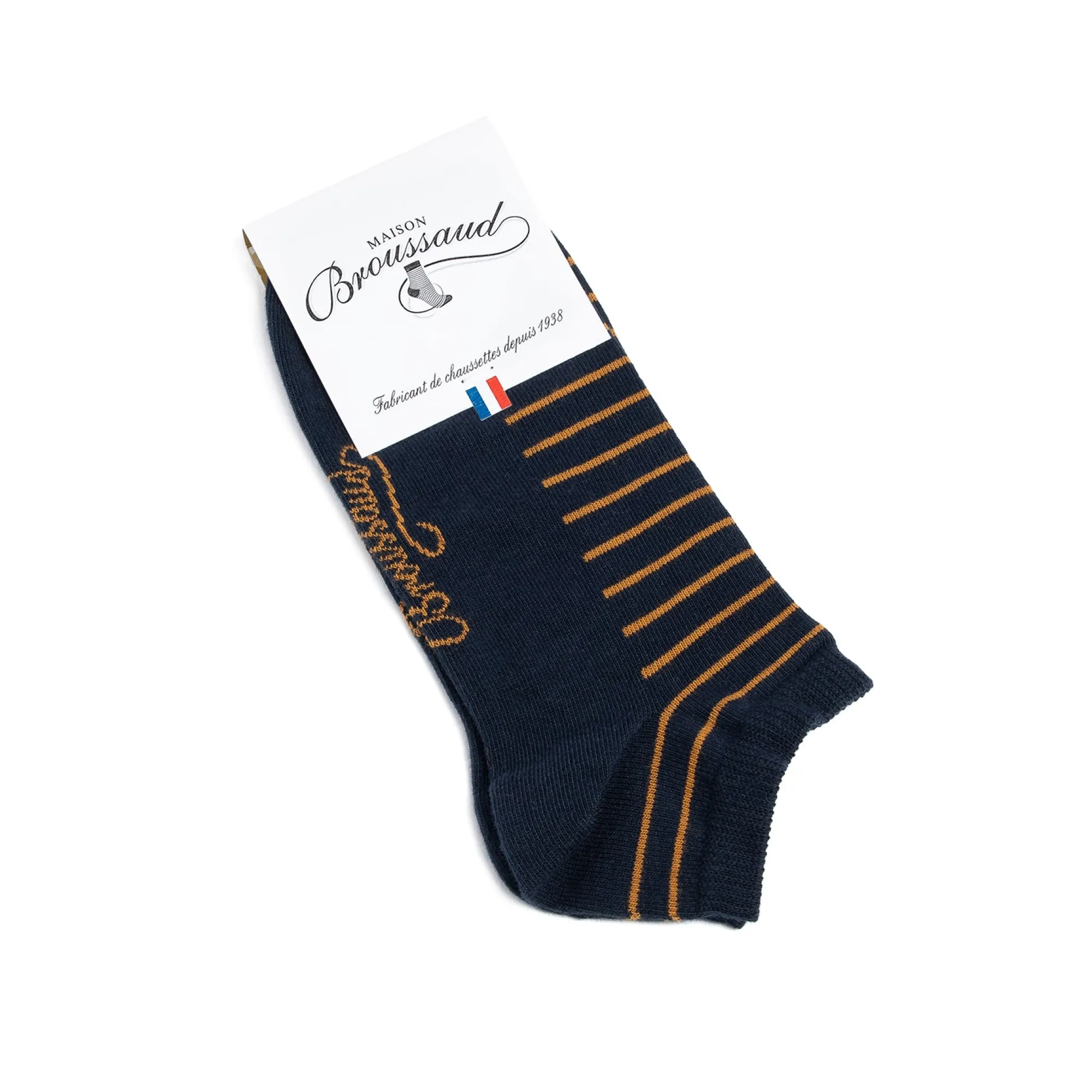 Chaussettes Courtes | A Rayures<Maison Broussaud Les Rayées Marine Ocre