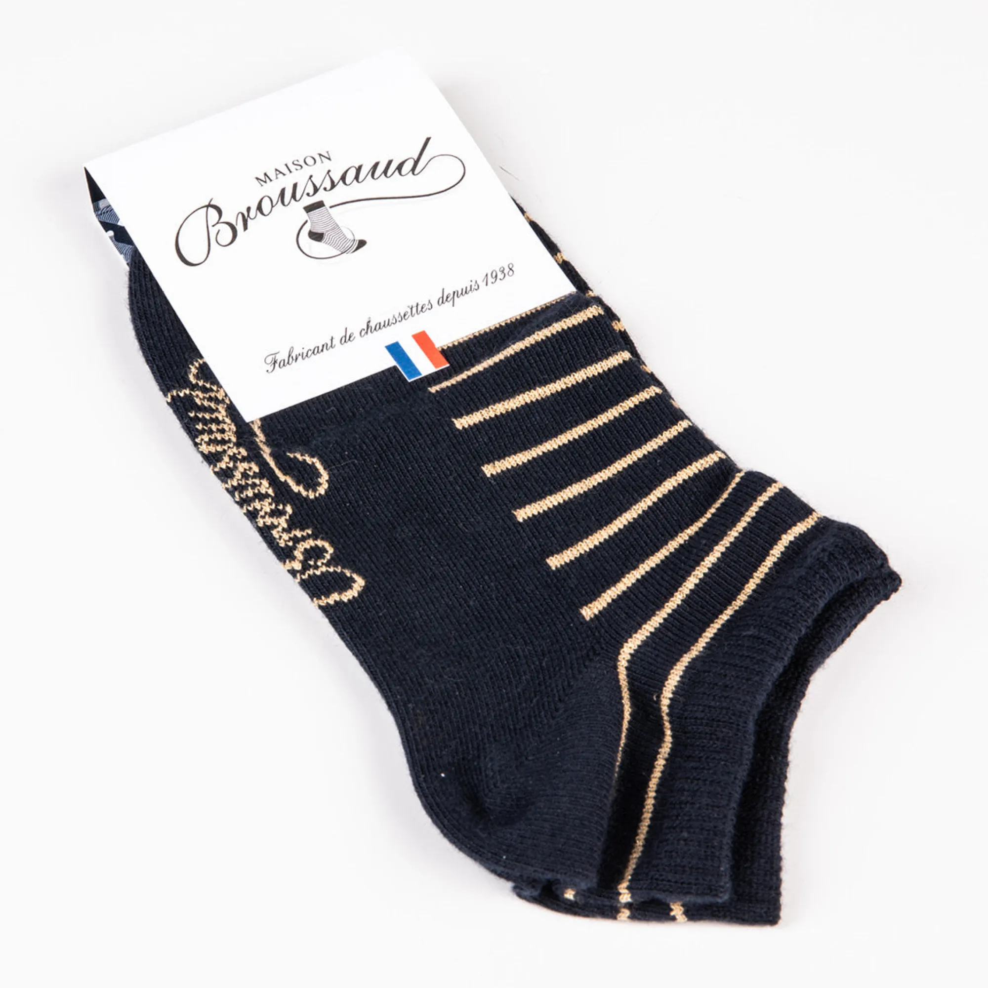 Chaussettes Courtes | A Paillettes<Maison Broussaud Les Rayées Marine Or Marine Gold