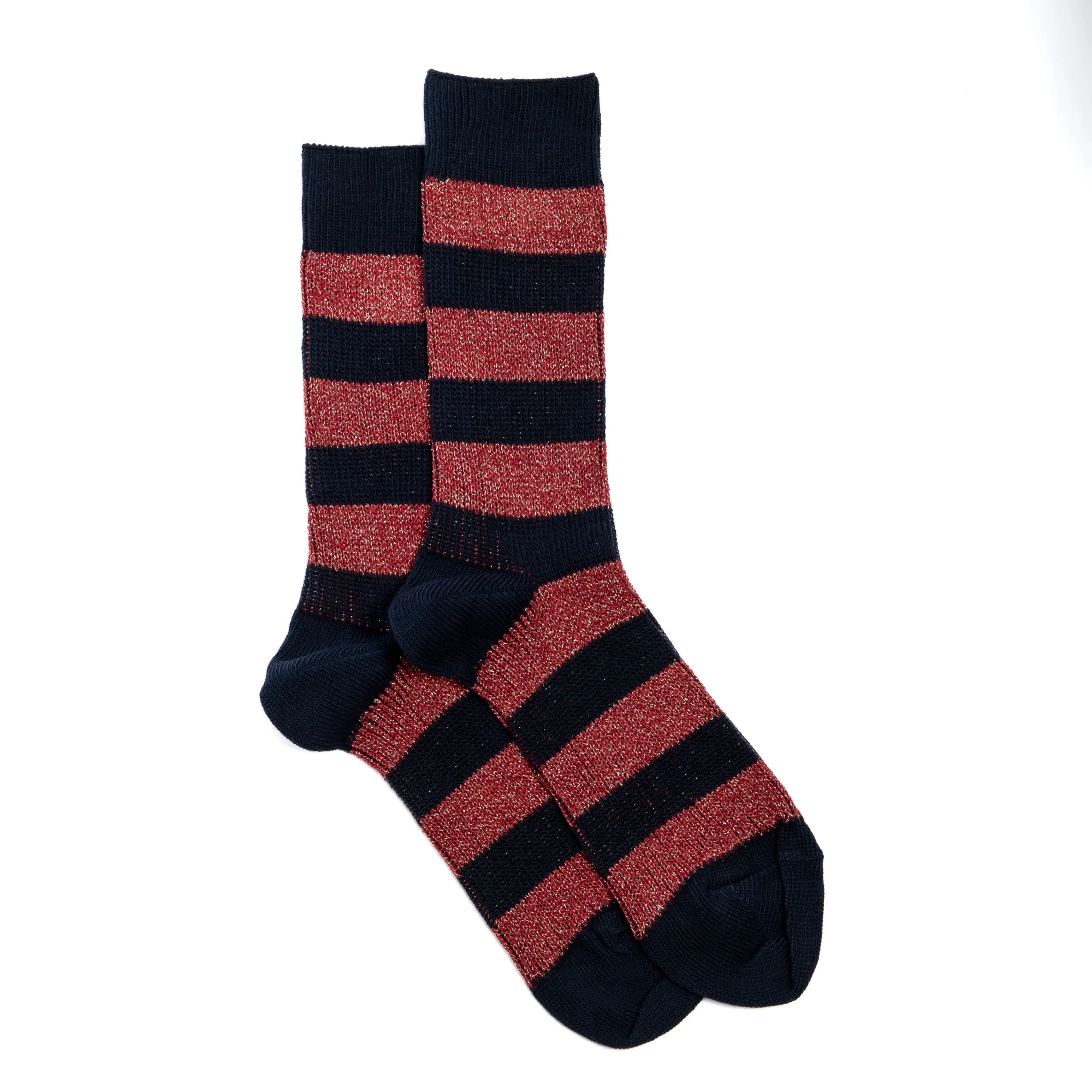 Chaussettes | A Paillettes<Maison Broussaud Les Rayures Noël Marine Rouge MARINE ROUGE BRILLO