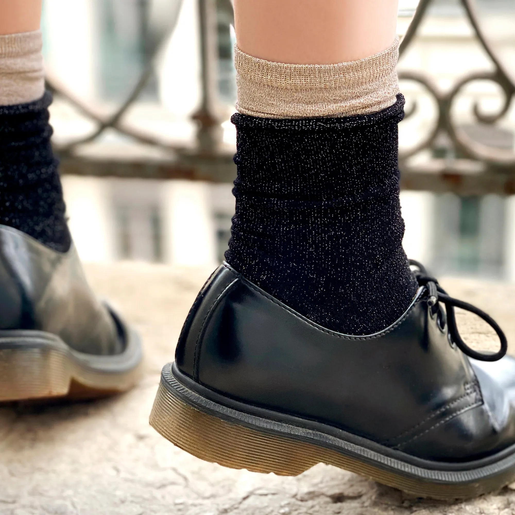 Chaussettes Courtes | A Paillettes<Maison Broussaud Les Roulottées Noir Noir Brillo