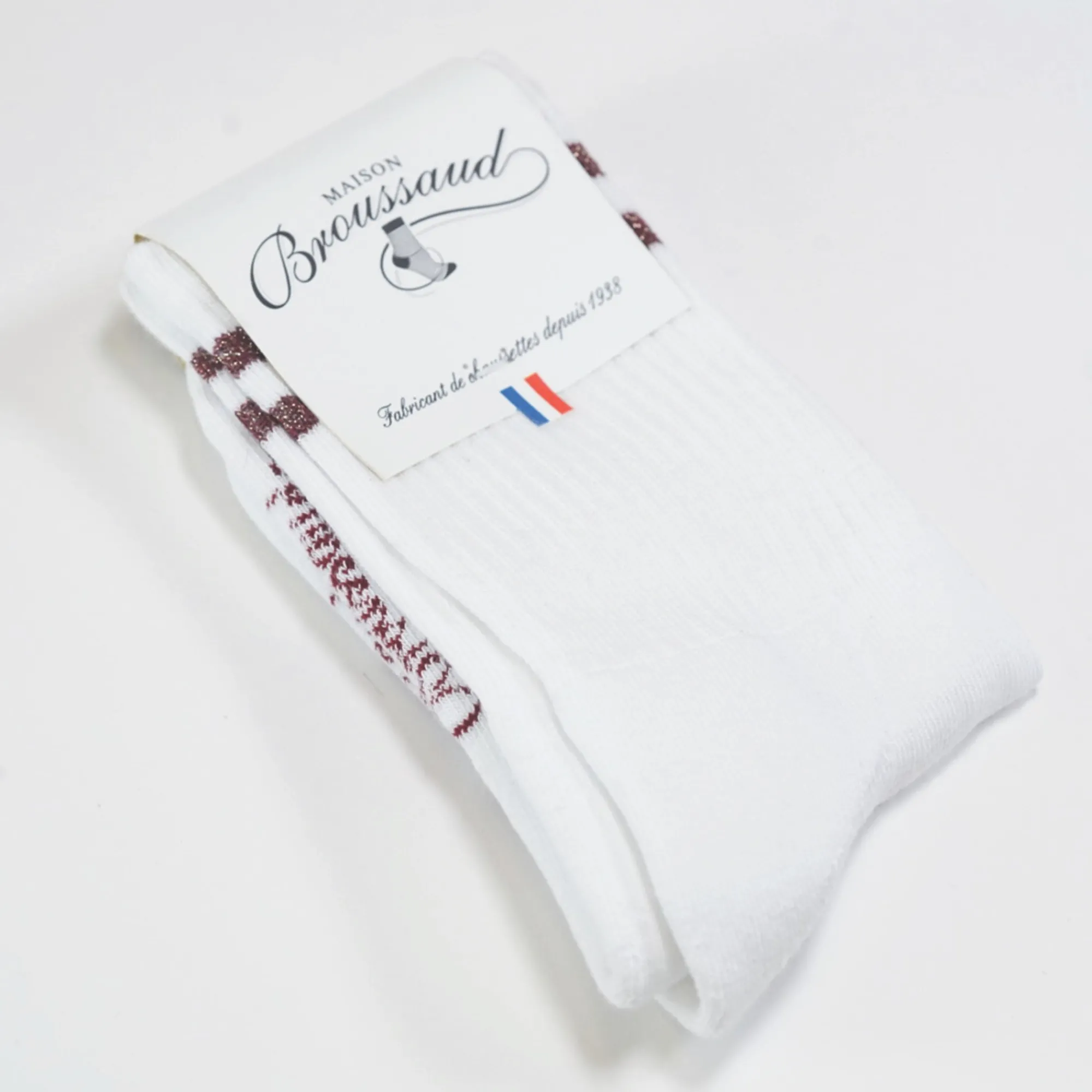 Chaussettes | Sports<Maison Broussaud Les Sportives Pailletées Blanc-Bordeaux Blanc Bordeaux