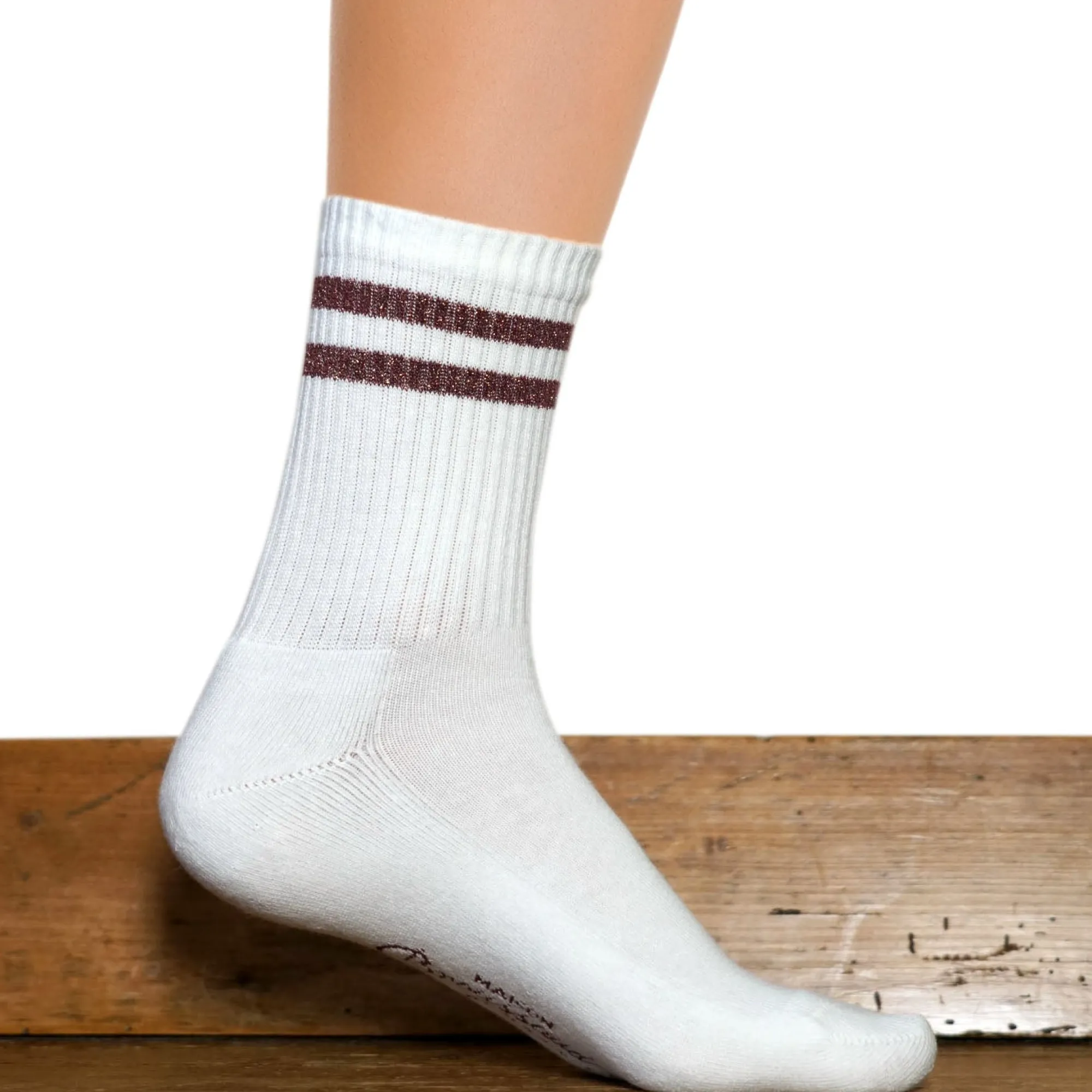 Chaussettes | Sports<Maison Broussaud Les Sportives Pailletées Blanc-Bordeaux Blanc Bordeaux