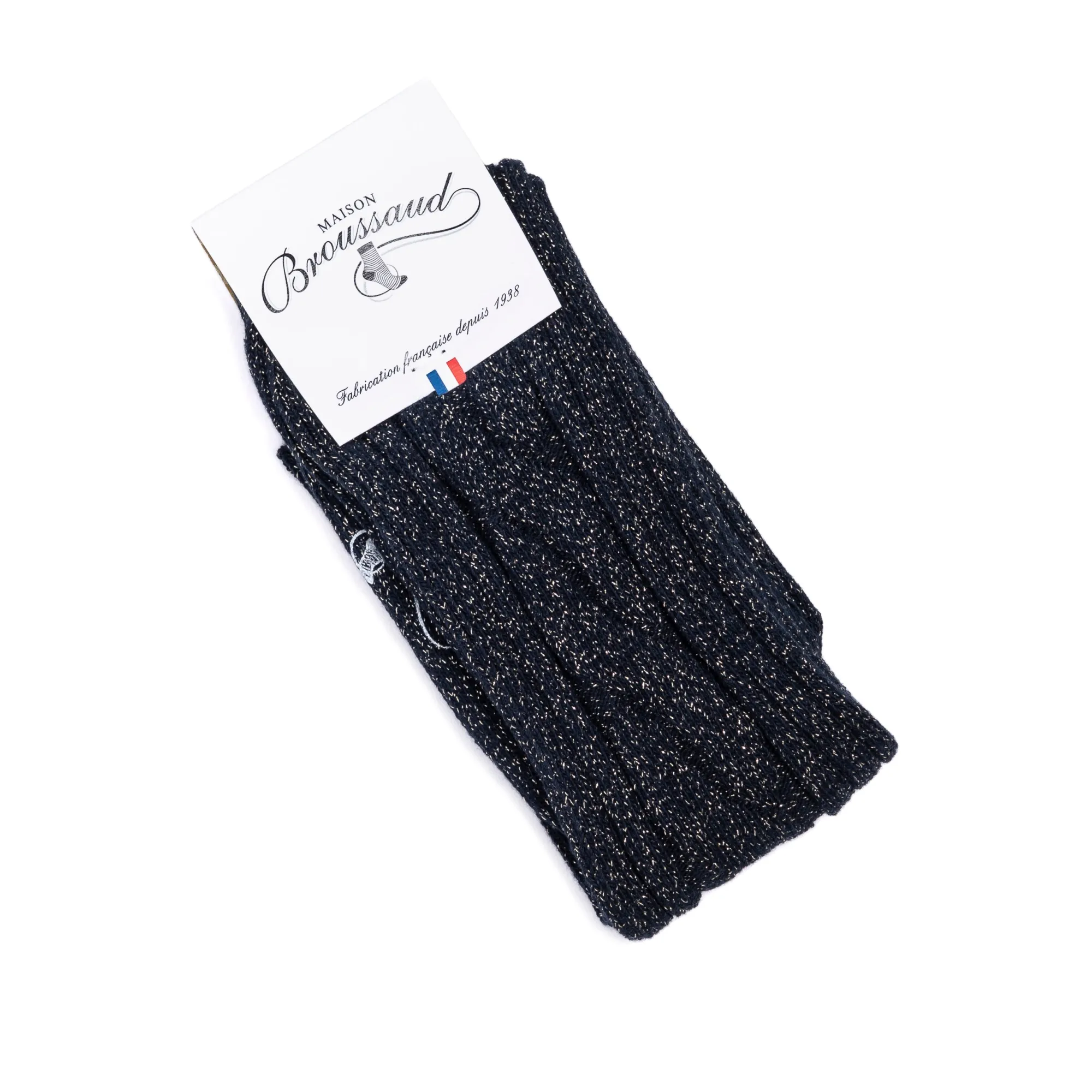 Chaussettes Hautes | A Paillettes<Maison Broussaud Les Torsade brillo MARINE/OR